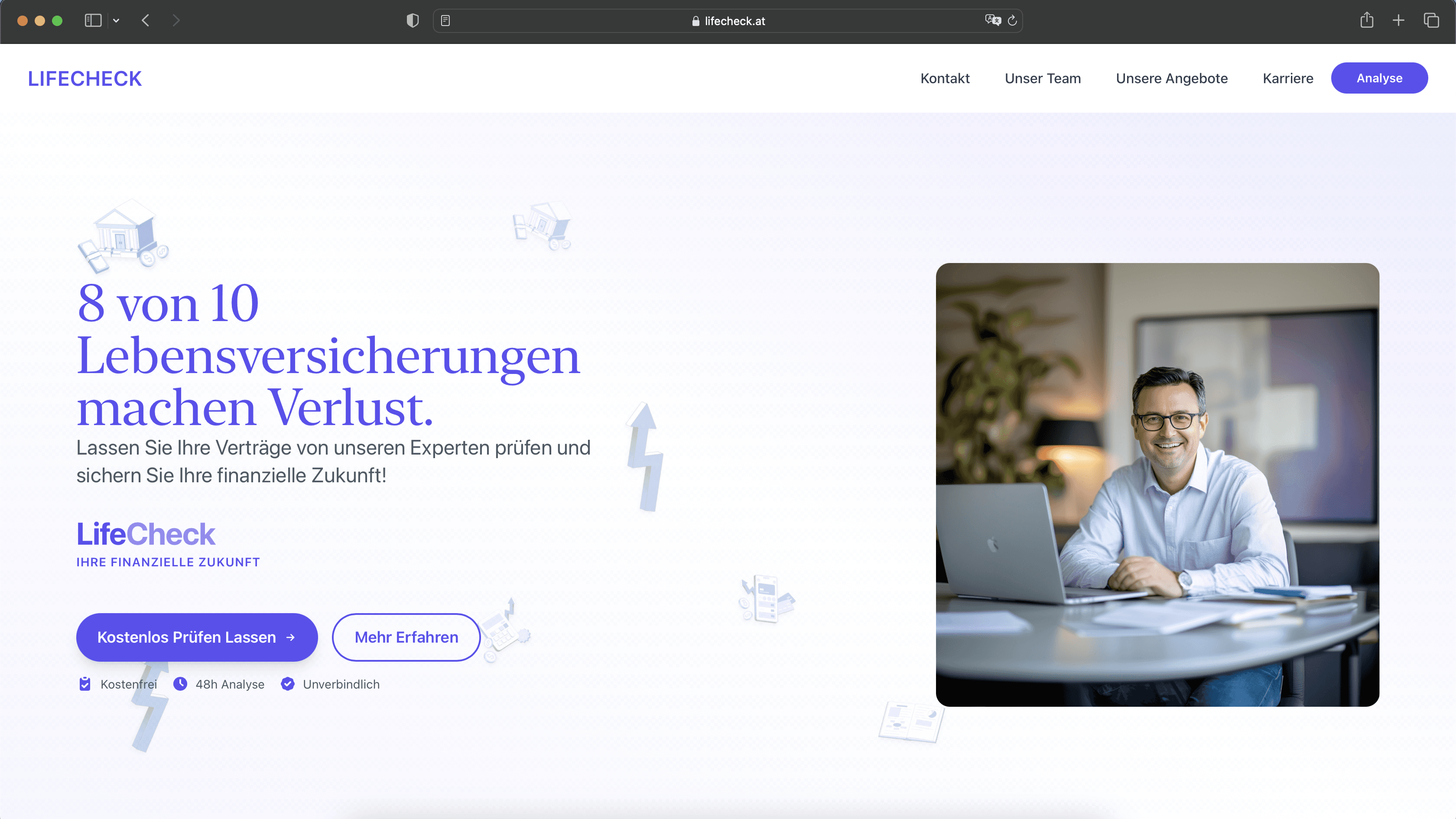 Screenshot of the Lifecheck.at website